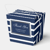 Modern Navy Blue White Gold Hochzeit Vielen Dank Geschenkschachtel (Rückseite)
