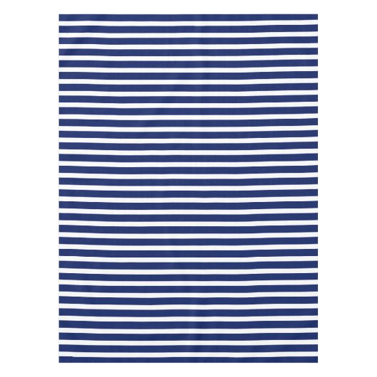 Modern navy blue white nautical stripes elegant tischdecke (Vorderseite)