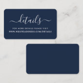 Modern Navy Blue & White Simple Script Details Begleitkarte (Vorne/Hinten)