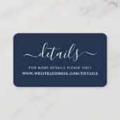 Modern Navy Blue & White Simple Script Details Begleitkarte (Vorderseite)
