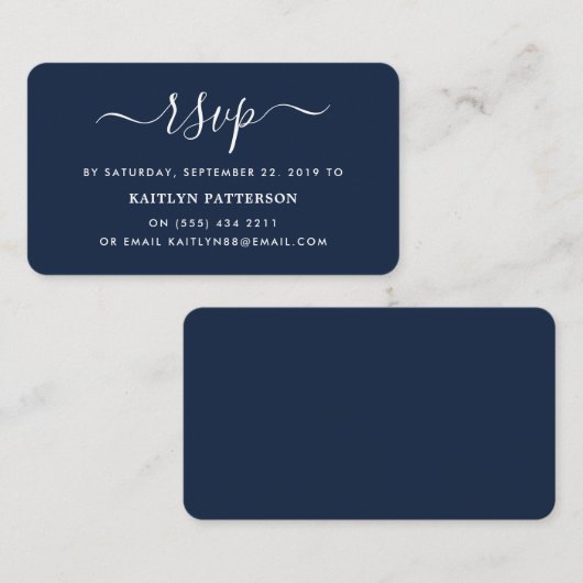Modern Navy Blue & White Simple Script UAWG Begleitkarte (Vorne/Hinten)