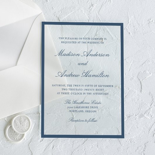 Modern Navy Border Wedding Acryleinladungen
