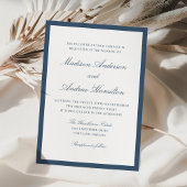Modern Navy Border Wedding Einladung