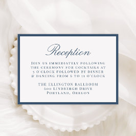 Modern Navy Border Wedding Reception Begleitkarte