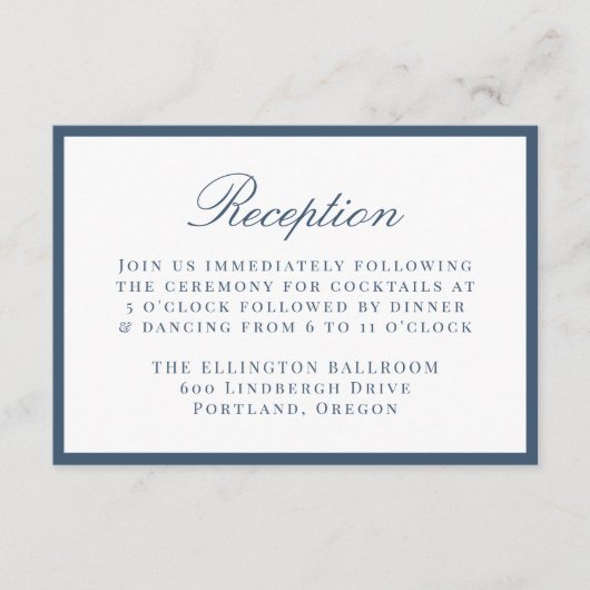 Modern Navy Border Wedding Reception Begleitkarte (Vorderseite)