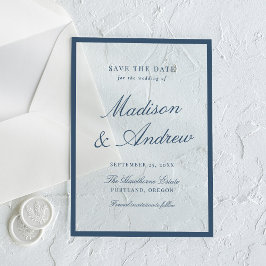Modern Navy Border Wedding Save the Date Acryleinladungen