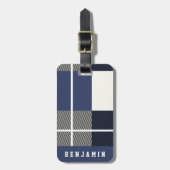 Modern Navy Bufallo-Muster Gepäckanhänger (Vorderseite vertikal)