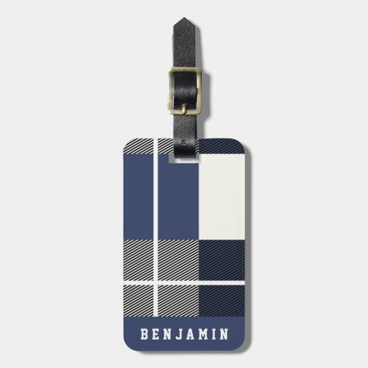 Modern Navy Bufallo-Muster Gepäckanhänger (Vorderseite vertikal)