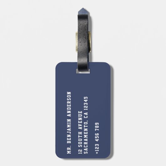 Modern Navy Bufallo-Muster Gepäckanhänger (Rückseite vertikal)