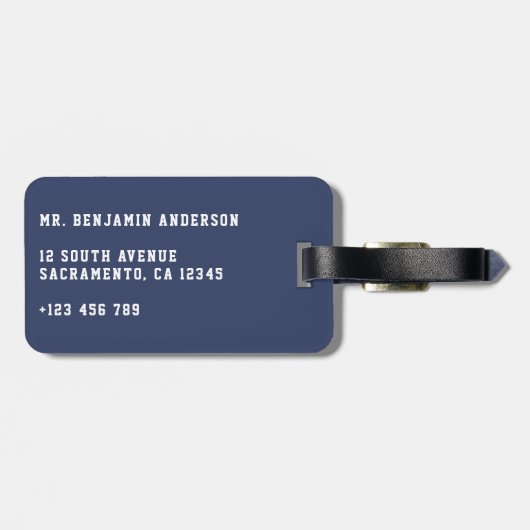 Modern Navy Bufallo-Muster Gepäckanhänger (Rückseite horizontal)