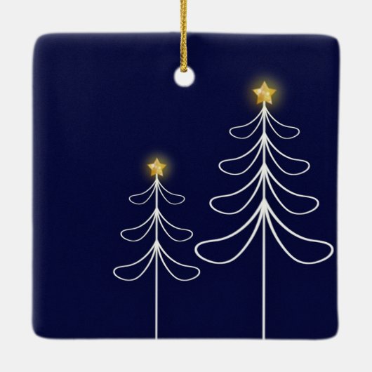 Modern Navy Christmas Tree Keramikornament (Rückseite)