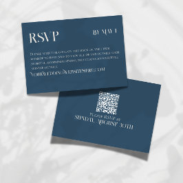 Modern Navy Classic Wedding RSVP with QR Code
