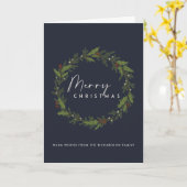 MODERN NAVY ELEGANT HOLLY BERRY WREATH CHRISTMAS KARTE (Gelbe Blume)