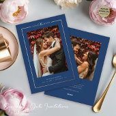 Modern Navy Elegant Photo Wedding Save the Date Folieneinladung