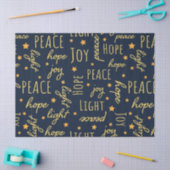 Modern Navy & Gold Christmas Script Decoupage Seidenpapier (Basteln)
