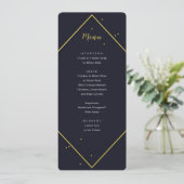 Modern Navy Gold Geometric Menu Einladung (Stehend Vorderseite)