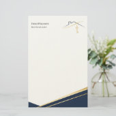 Modern Navy Gold Luxury Realtor Estate Agent Briefpapier (Stehend Vorderseite)