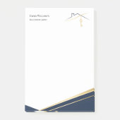 Modern Navy Gold Luxury Realtor estate Agent Post-it Klebezettel (Vorderseite)