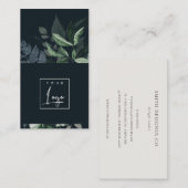 Modern Navy Green Leafy Tropical Foliage Fern Logo Visitenkarte (Vorne/Hinten)