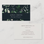 Modern Navy Green Leafy Tropical Foliage Fern Visitenkarte (Vorne/Hinten)