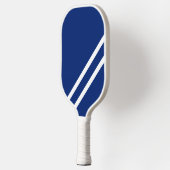 Modern Navy Hellroter Sleek White Racing Stripes Pickleball Schläger (Links)