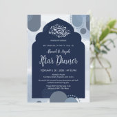 Modern Navy Iftar Invitation  withGeometric Arch Einladung (Stehend Vorderseite)