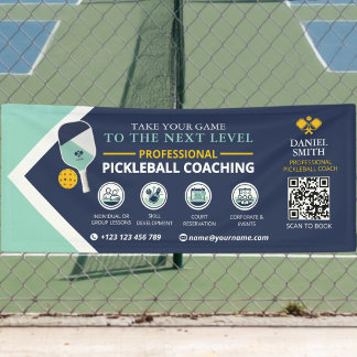 Modern Navy Mint Pickleball Club Coach Unterrichts Banner