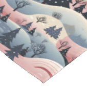 Modern Navy Pink Cream Christmas Trees Snowbanks Tischdecke (Schrägansicht)