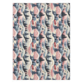 Modern Navy Pink Cream Christmas Trees Snowbanks Tischdecke (Vorderseite)
