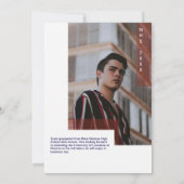 Modern Navy & Red Typography Grad Party Photo Einladung (Rückseite)