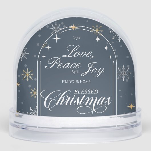 Modern Navy Snowflake Christmas Photo Schneekugeln (Vorderseite)