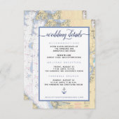 Modern Navy #Wedding Annapolis MD Nautical Map Begleitkarte (Vorne/Hinten)