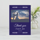Modern Navy & White Wedding Flat Thank You Card Dankeskarte (Stehend Vorderseite)
