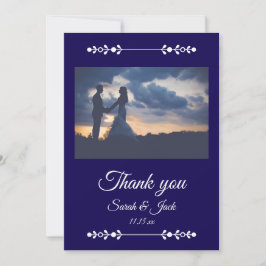 Modern Navy & White Wedding Flat Thank You Card Dankeskarte