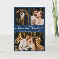 Modern Navy White Wedding Foto Collage Vielen Dank