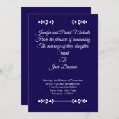 Modern Navy & White Wedding invitation Einladung (Vorne/Hinten)