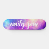 Modern nebula watercolor bright space monogram skateboard (Horizontal)