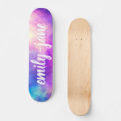 Modern nebula watercolor bright space monogram skateboard (Vorderseite)
