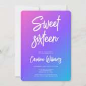 Modern Neon 16 . Geburtstag Birthday Einladung (Vorderseite)