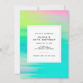 Modern Neon Bright Colorful Birthday Party Einladung (Vorderseite)