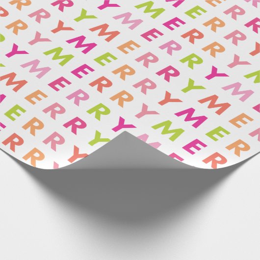 Modern Neon Frohe Weihnachts-Wrapping Papier Geschenkpapier (Ecke)