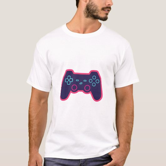 Modern Neon Gaming Controller White Cotton T-Shirt (Vorderseite)
