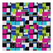 Modern Neon Glitch Geometric Art Poster (Vorderseite)