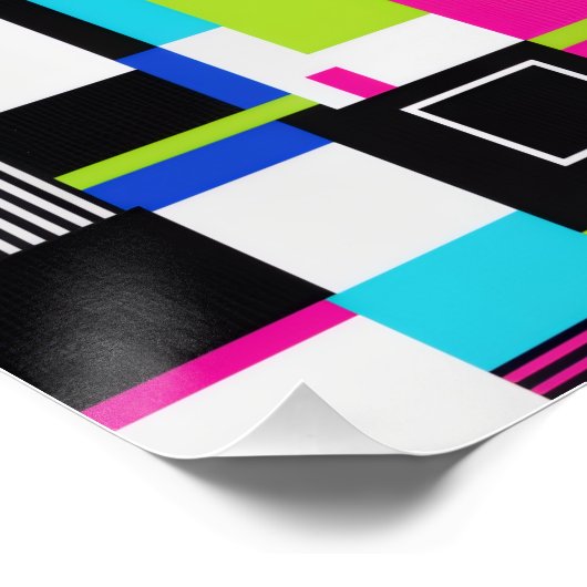 Modern Neon Glitch Geometric Art Poster (Ecke)