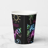 Modern Neon Glow Black Pool Party Birthday Pappbecher (Rechts)