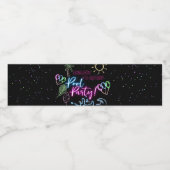 Modern Neon Glow Black Pool Party Birthday Wasserflaschenetikett (Einzelnes Label)