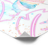 Modern Neon Glow Watercolor Pool Party Welcome Poster (Ecke)