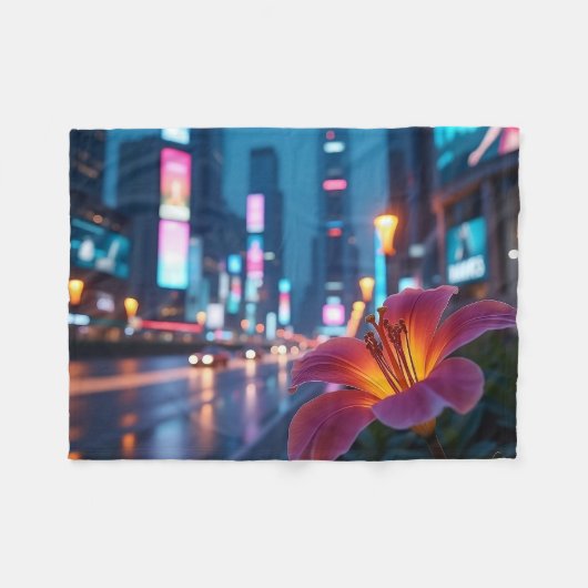 Modern Neon Lily Fleecedecke (Vorderseite (Horizontal))