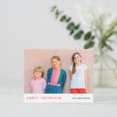 Modern Neon Merry Christmas Feiertagspostkarte (Stehend Vorderseite)