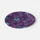 Modern Neon Purple Floral Pattern Pappteller (Schrägansicht)
